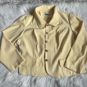 Leslie Fay Yellow Blazer Cropped Jacket with Pointed Collar